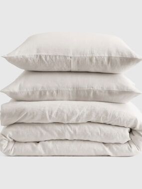 Quince European Linen Duvet Cover Set Full/Queen Sand Color